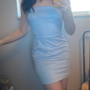 Pretty Little Thing suede strapless dress